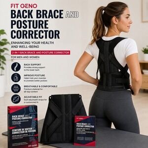 Fit Geno Back Brace & Posture Corrector Adjustable Lumbar Support Men Women